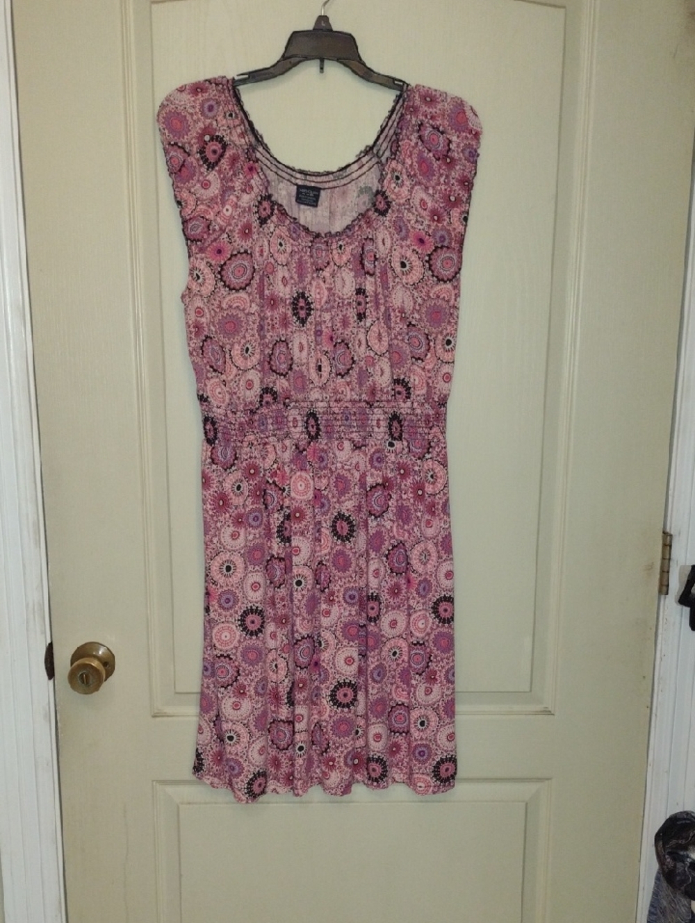 Faded Glory Pink and Black Printed Rayon Top